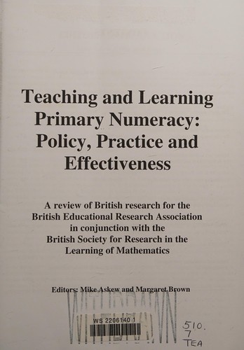 Teaching and learning primary numeracy