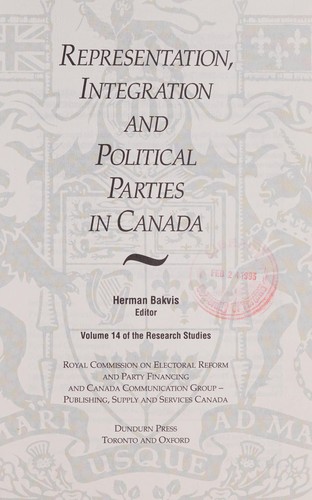 Representation, Integration, and Political Parties in Canada