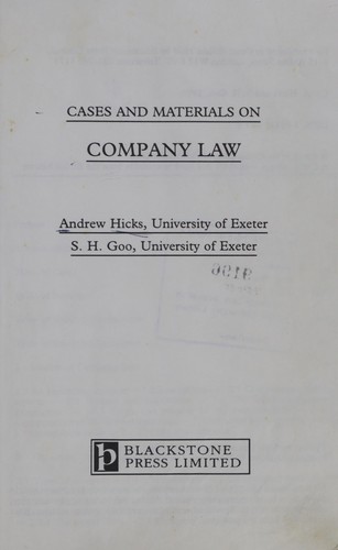 Cases and Materials on Company Law