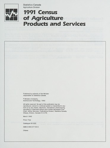 1991 Census of Agriculture Products and Services