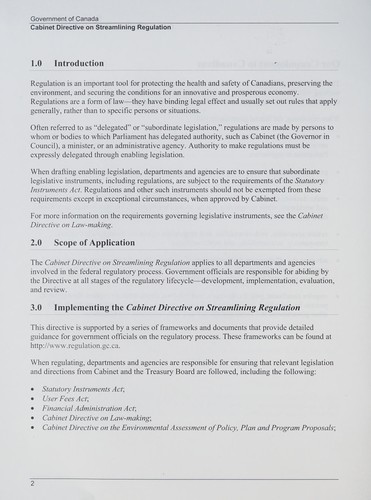 Cabinet Directive on Streamlining Regulation