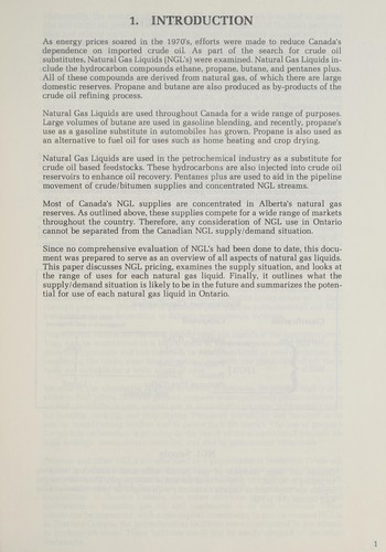 Natural Gas Liquids: An Overview for Ontario