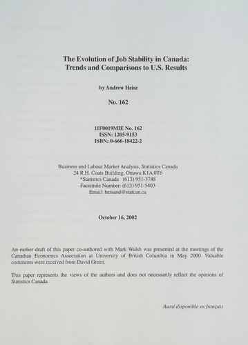 The Evolution of Job Stability in Canada