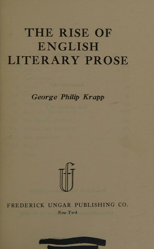 The Rise of English Literary Prose