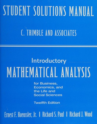 Student Solutions Manual for Introductory Mathematical Analysis