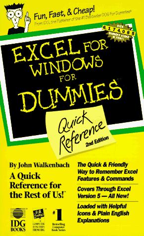 EXCEL for Windows for dummies quick reference