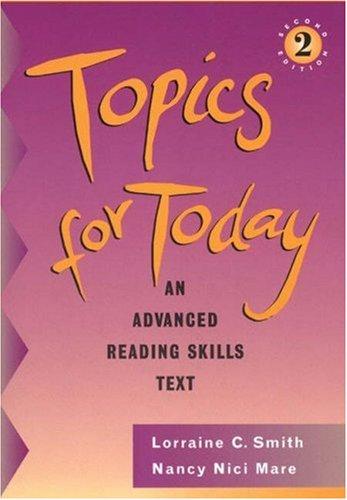 Topics for Today, with no Answer Key