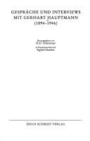 Gespräche und Interviews mit Gerhart Hauptmann (1894-1946)