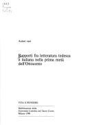 Rapporti fra letteratura tedesca e italiana nella prima metà dell'Ottocento