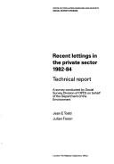 Recent Lettings in the Private Sector 1982-84
