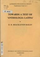Towards a Text of "Anthologia Latina"