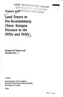 Land Tenure in Pre-Revolutionary China