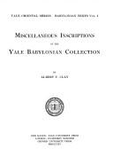 Miscellaneous inscriptions in the Yale Babylonian collection