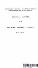 Colonial Records of the New York Chamber of Commerce, 1768-1784