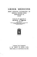 Greek Medicine, Being Extracts Illustrative of Medical Writing from Hippocrates to Galen. (Library of Greek Thought.)