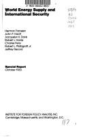 World Energy Supply and International Security