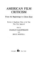 American Film Criticism, From the Beginnings to Citizen Kane