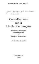 Considérations sur les principaux événemens de la Révolution françoise