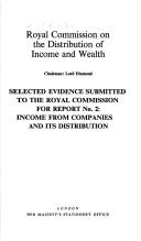 Selected evidence submitted to the Royal Commission for report no. 2, Income from companies and its distribution