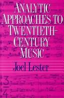 Analytical Approaches to Twentieth-Century Music