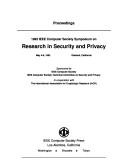 Proceedings, 1992 IEEE Computer Society Symposium on Research in Security and Privacy