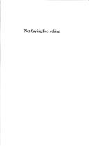 Not Saying Everything: Poems of a Relationship