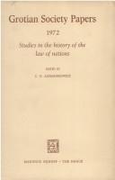 Groatian Socy Papers '72 Studies in History of the Law of Nations