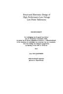 Structured Electronic Design of High-Performance Low-Voltage Low Power References