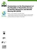 Commentary on the Development of the Republic of Seychelles Access to Genetic Resources and Benefit Sharing Bill (2005)