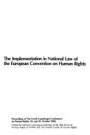 The Implementation in National Law of the European Convention on Human Rights