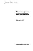 Bibliography on Major Aspects of the Humanisation of Work and the Quality of Working Life