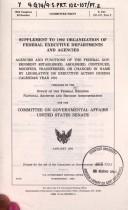 Supplement to 1992 organization of federal executive departments and agencies