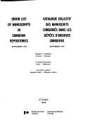 Union List of Manuscripts in Canadian Repositories, Supplement