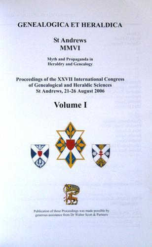Genealogica et Heraldica St Andrews MMVI – I