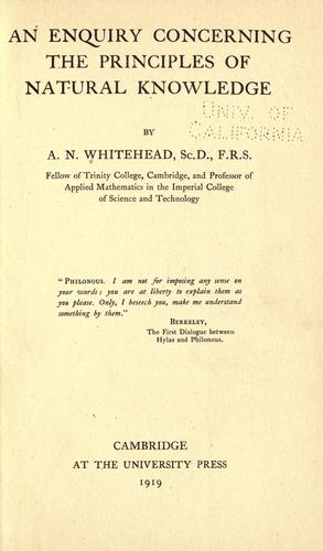 An Enquiry Concerning the Principles of Natural Knowledge