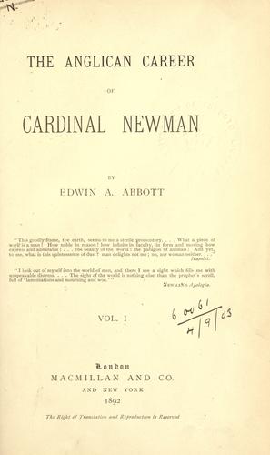 The Anglican Career of Cardinal Newman
