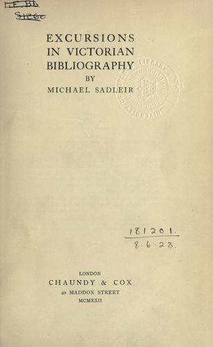 Excursions in Victorian Bibliography