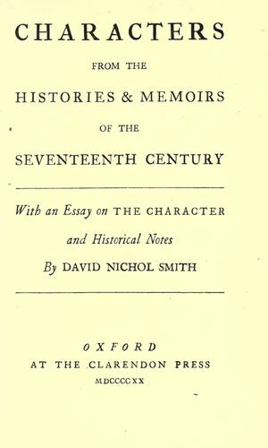 Characters from the histories & memoirs of the seventeenth century