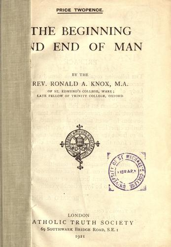 The beginning and end of man