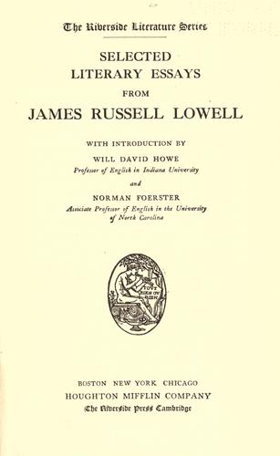Selected Literary Essays from James Russell Lowell