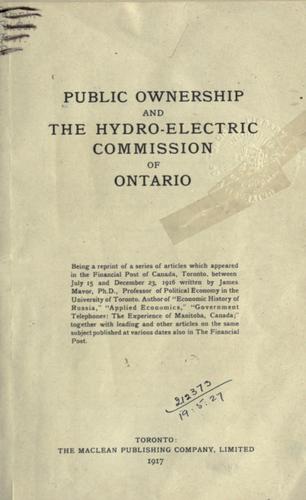 Public Ownership and the Hydro-Electric Commission of Ontario
