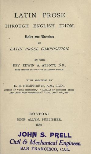 Latin Prose Through English Idiom