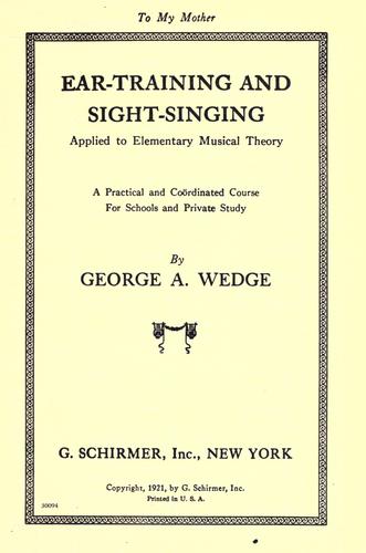 Ear-training and Sight-singing Applied to Elementary Musical Theory