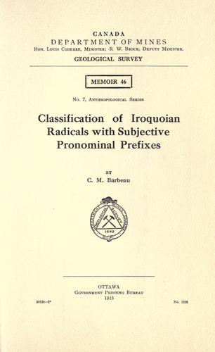 Classification of Iroquoian radicals with subjective pronominal prefixes