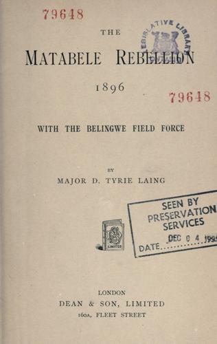 The Matabele rebellion, 1896