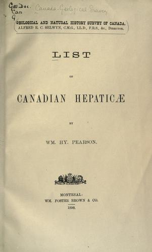 List of Canadian hepaticæ