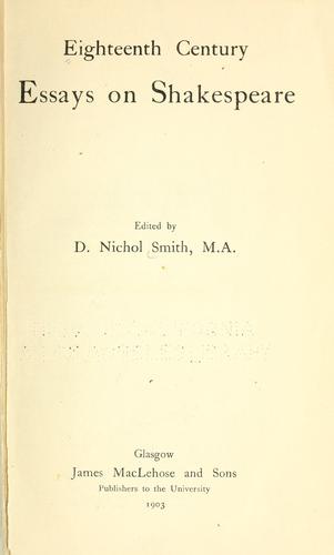 Eighteenth century essays on Shakespeare