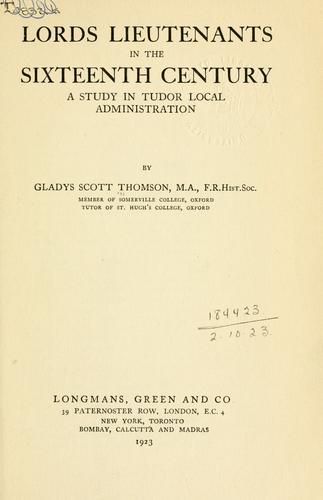 Lords Lieutenants in the Sixteenth Century