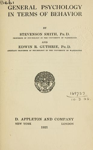 General psychology in terms of behavior