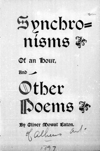 Synchronisms of an hour and other poems